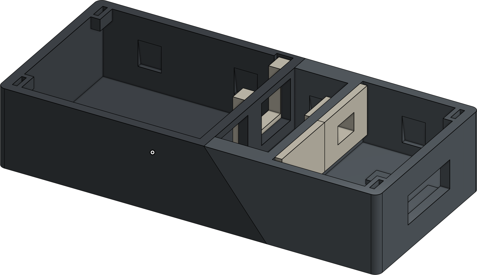 Gateway 0.1 with its lids removed, showing the processing block and the connection cartridge